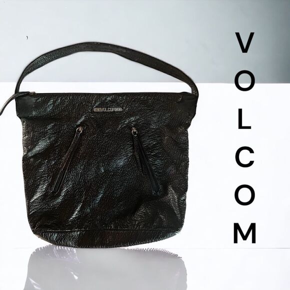 15% 3+ items l Volcom Bags l Black Leather l Purse, Bag l Single Handle l VGUC - Picture 1 of 13